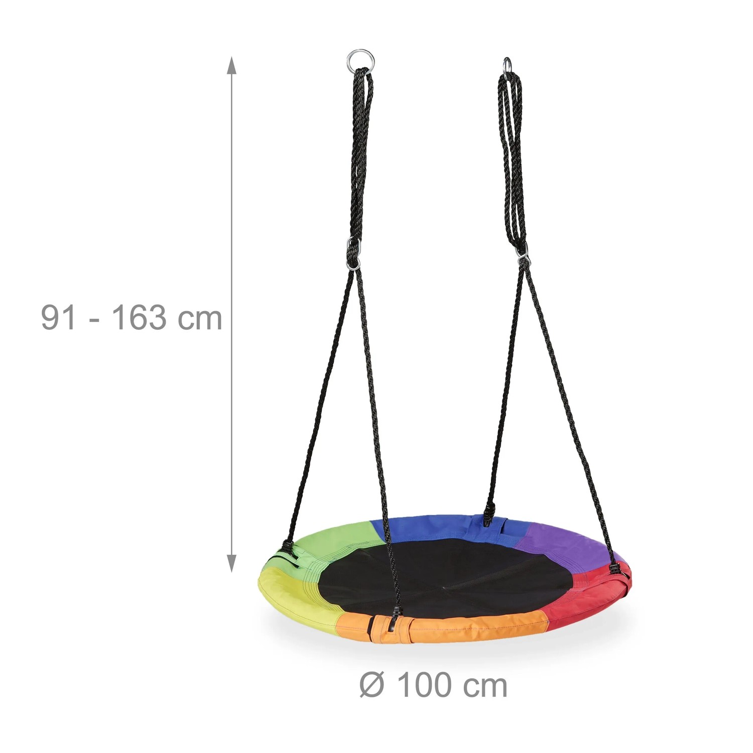 Relaxdays Nestschaukel Stahl Bunt Höhenverstellbar Ø 100 cm_4