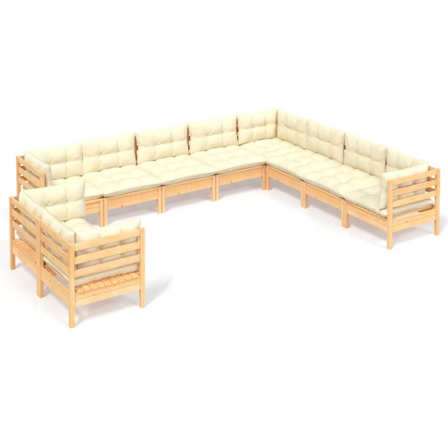 vidaXL 10-tlg Garten-Lounge-Set mit Creme Kissen Massivholz Kiefer Modell 11