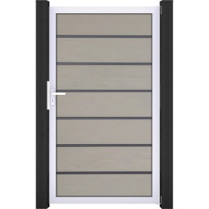 GroJaSolid Grande Premium Tor, Bi-Color Sand, 100x180 cm, mit Rahmen in EV1, für Sichtschutzzaun.