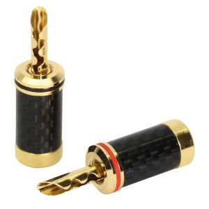 Dynavox Bananenstecker Carbon, 2er-Set, vergoldet mit Carbon-Griff. Für Hi-Fi & Sicherheitstechnik.