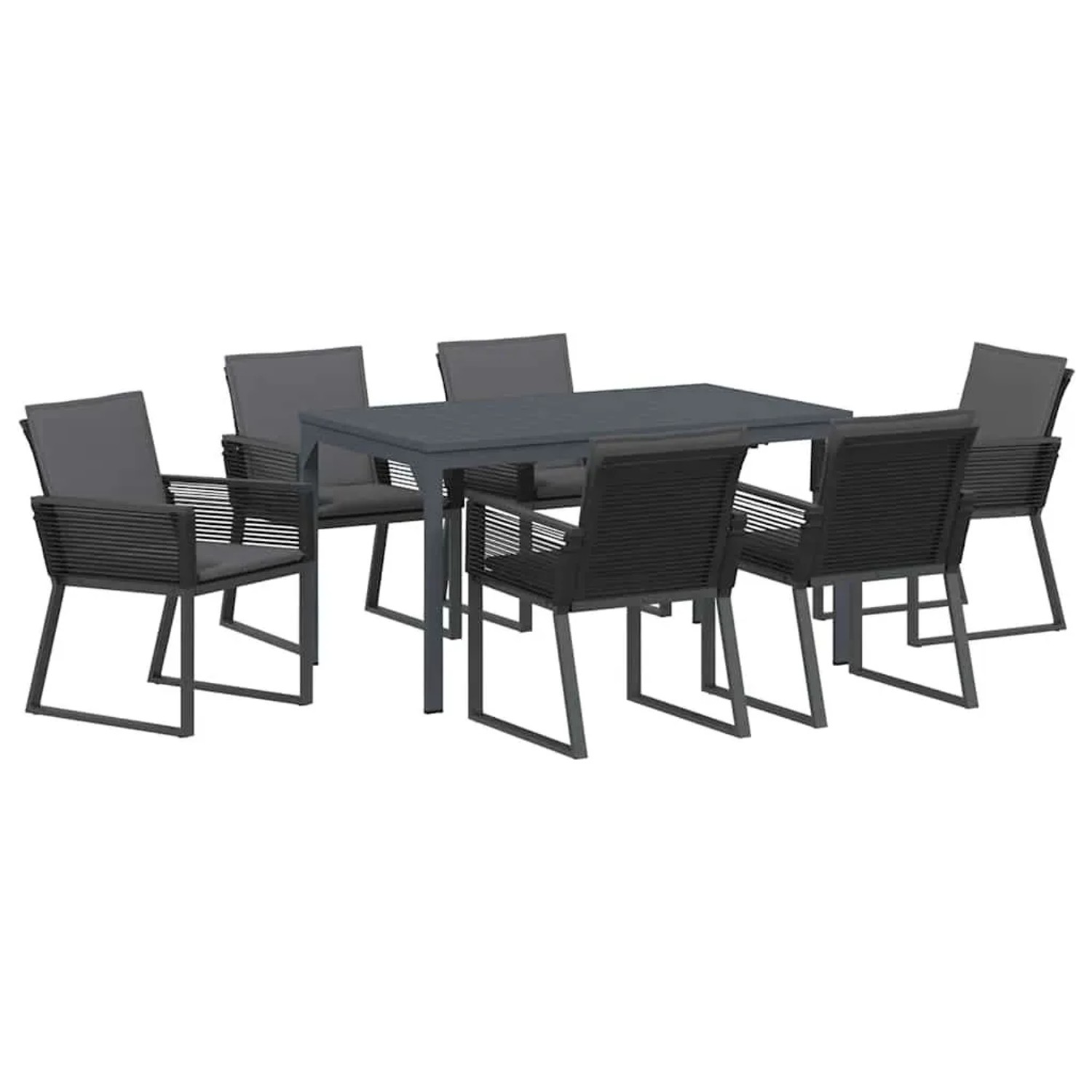 vidaXL Garten Essgruppe 7-Tlg Anthrazit Poly-Rattan 3378822