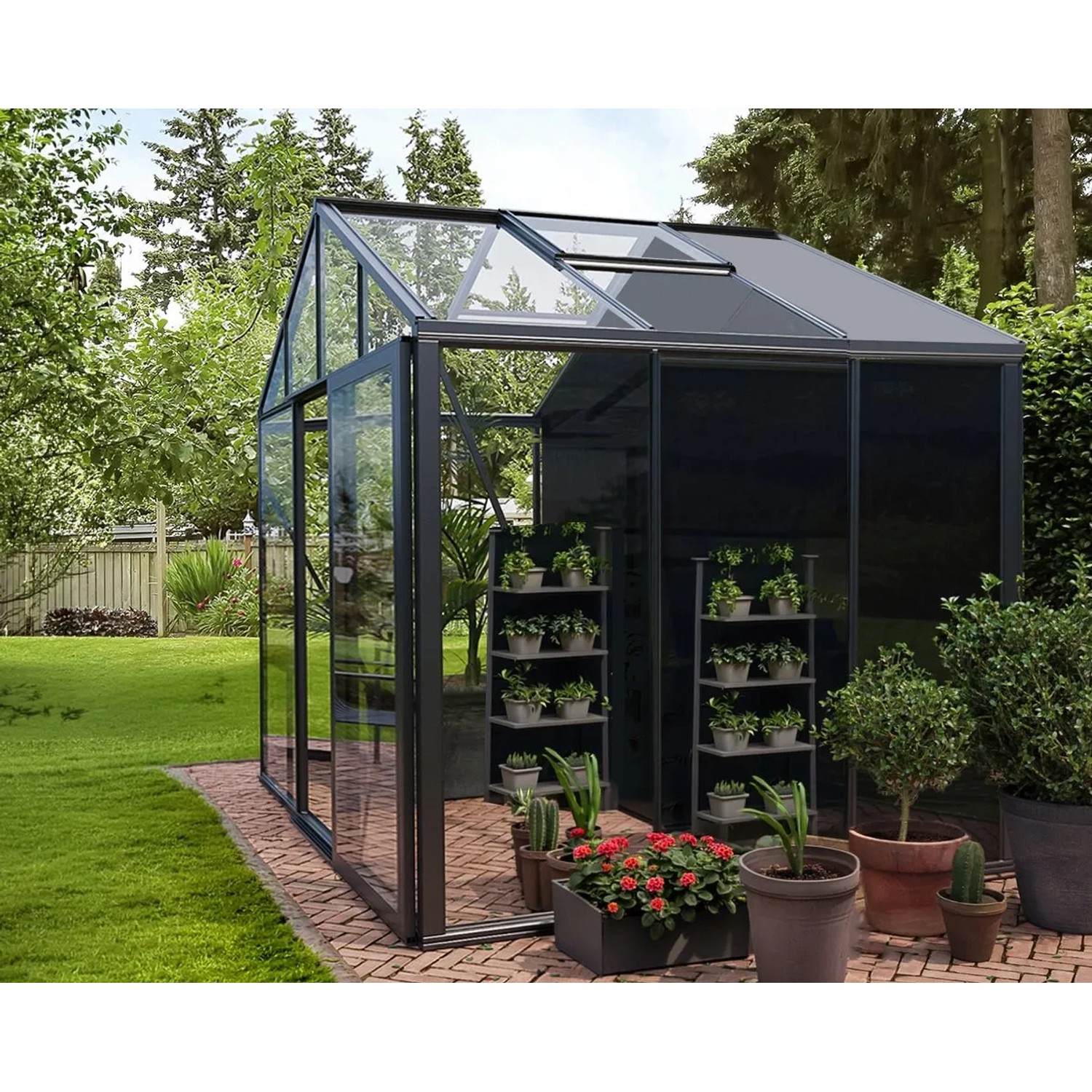 Bloomcabin Premium-Qualität Gewächshaus Klassik mit Kleinem Integriertem Stauraum GHCSS2