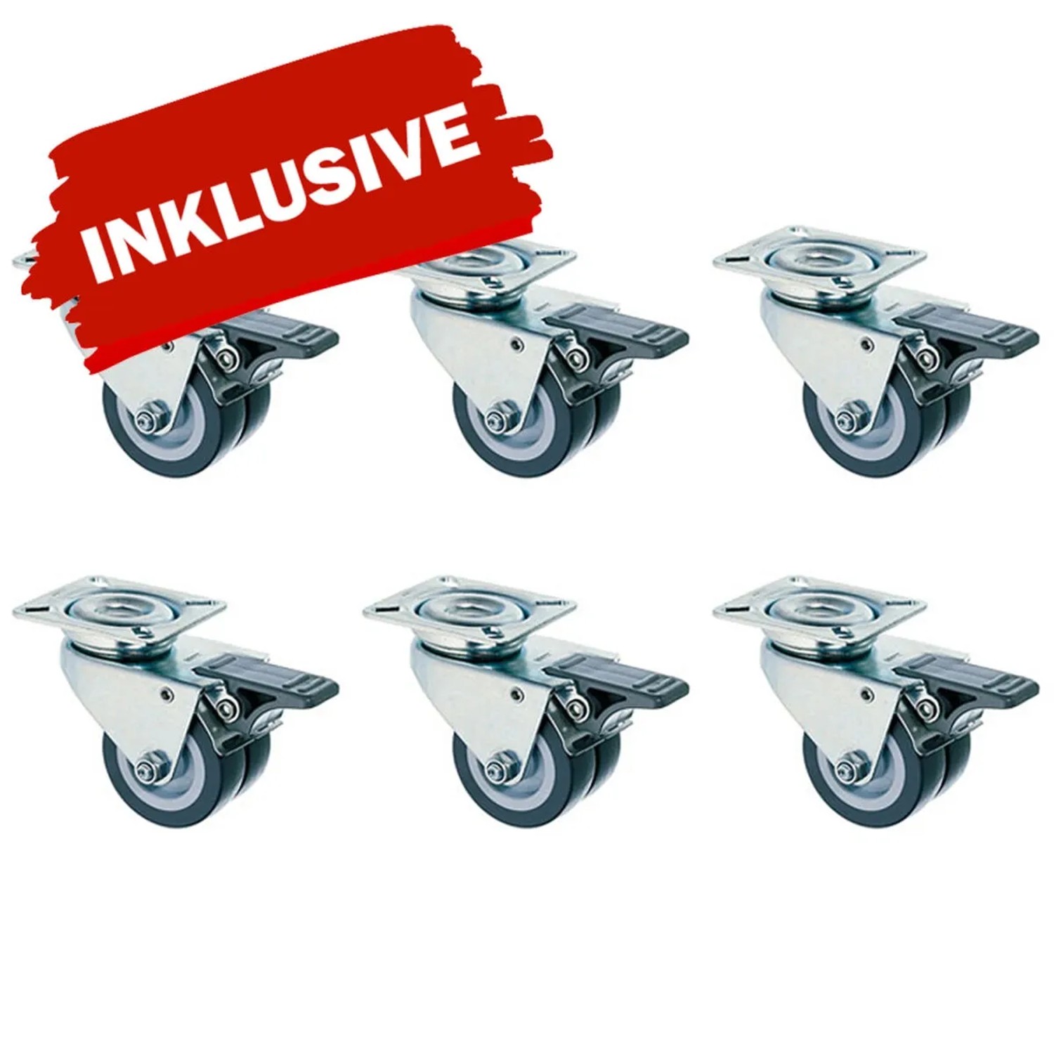 Doppelrollen-Set für Strandkorb Königssee, 4 Stück mit Feststellbremse. Inklusive.