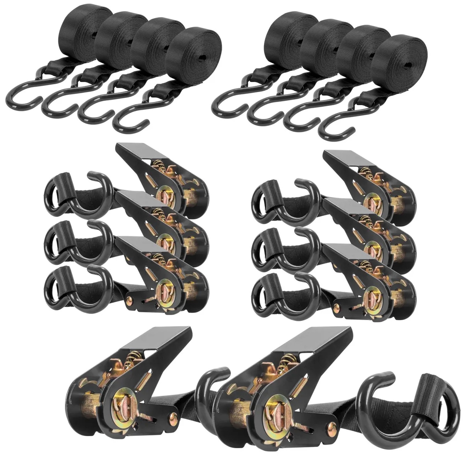 STAHLWERK Ratschengurt mit Haken 8er Set 5 M X 25 MM 800 KG Spanngurt Zurrgurt