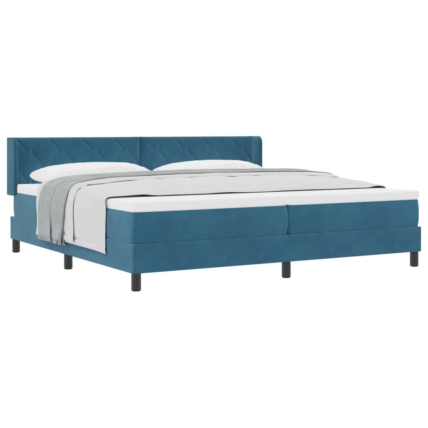 vidaXL Boxspringbett mit Matratze Dunkelblau 200 x 200 cm Polyester 3341544