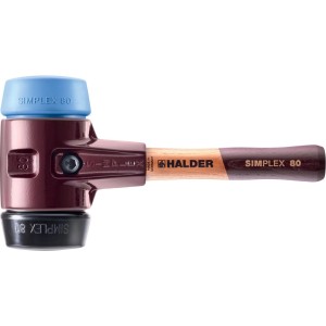Halder Simplex Schonhammer, Ø 80 mm, Gummi/TPE-soft, blau/schwarz, kurzer Stiel