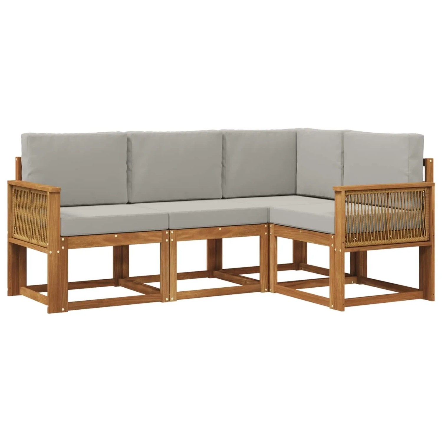 vidaXL Outdoor-Sofagarnitur 4 Stk Natur und Hellgrau Polyester 3385177