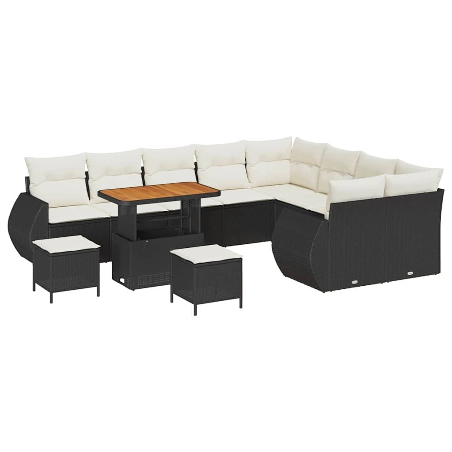 vidaXL Garten-Sofa-Set 12-Tlg Schwarz Poly Rattan 3361915 günstig online kaufen