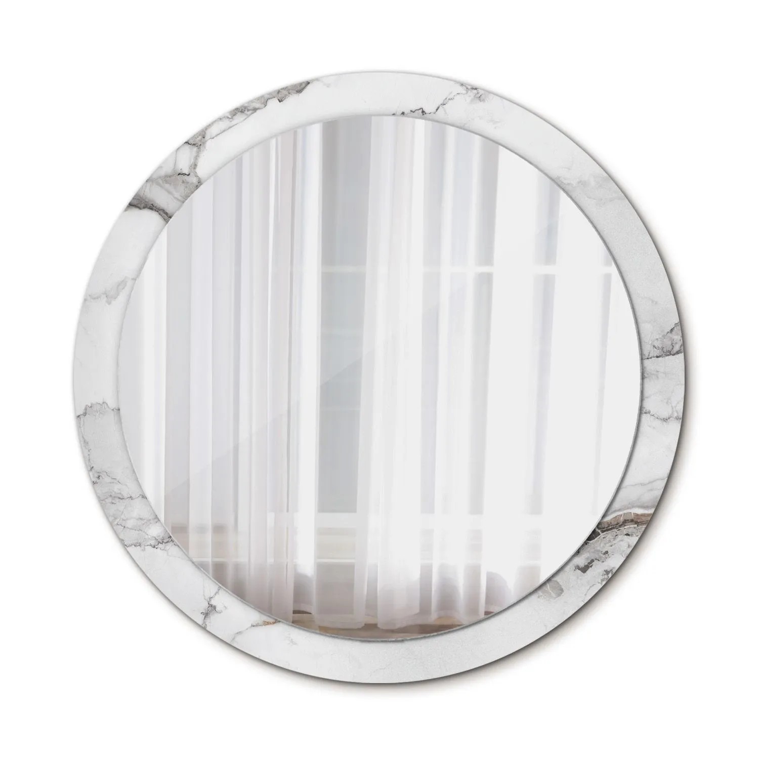 Tulup Bedruckte Spiegel Weißer Marmor 100x100 cm Runder Spiegel mit Dekorat günstig online kaufen