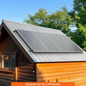 PVundSO Solarmodul-Halterung für 4 Module Befestigung Gartenhütte Trapezblech