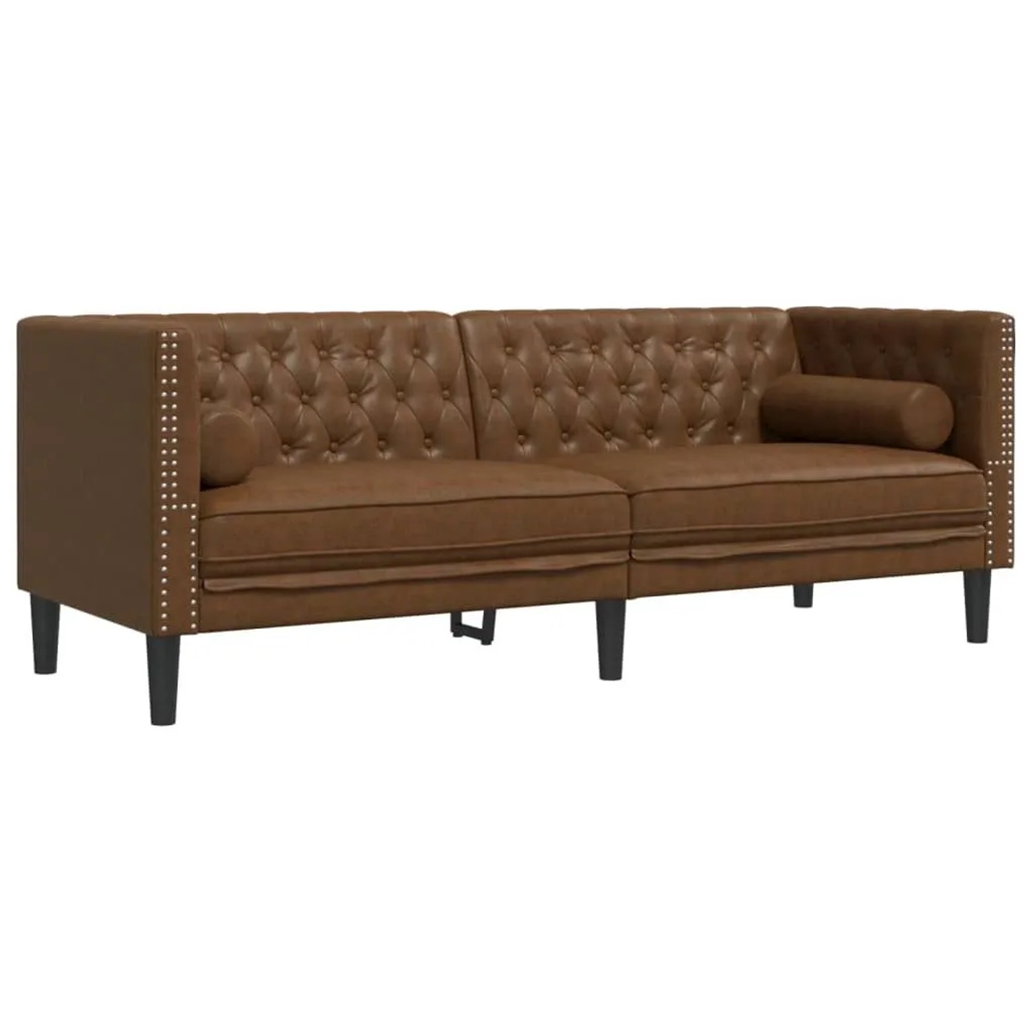 vidaXL Chesterfield-Sofa 3-Sitzer Braun Kunstleder in Wildleder-Optik 372702