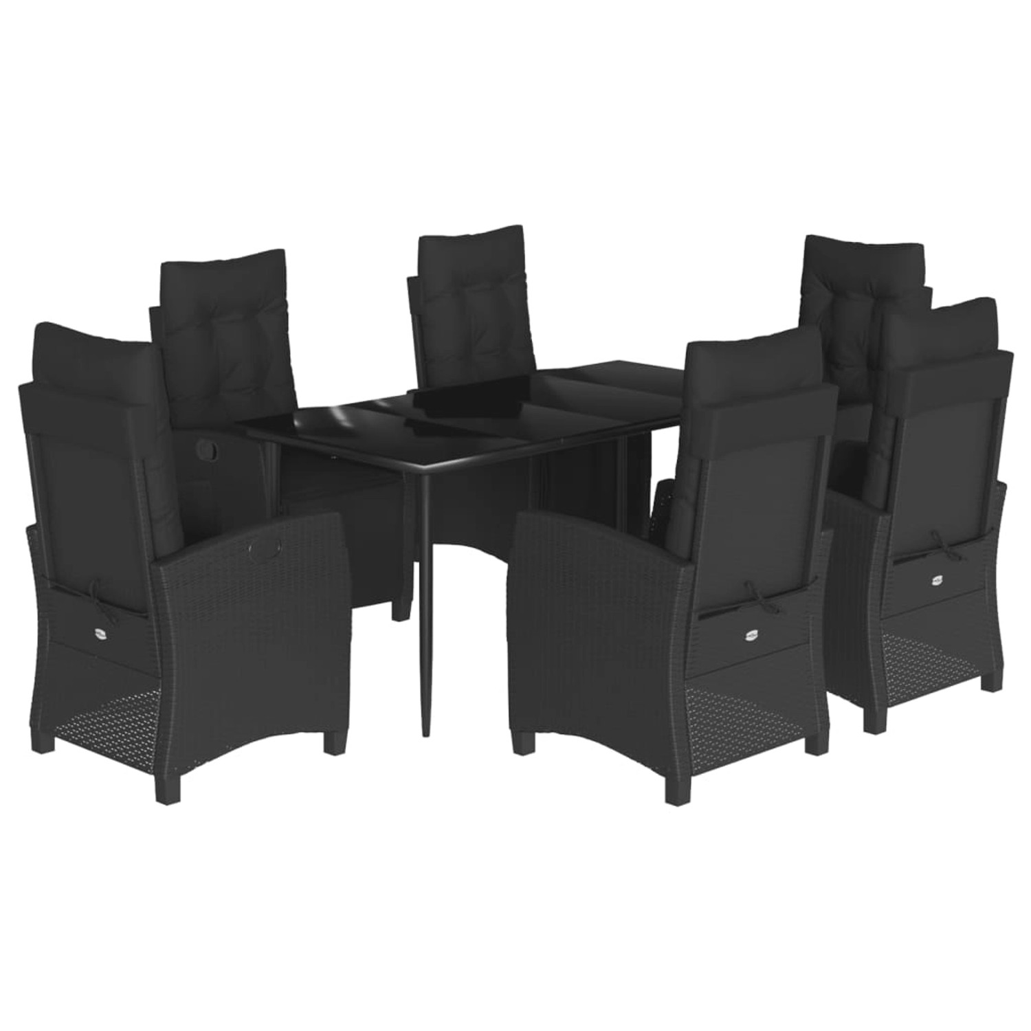 vidaXL 7-Tlg Garten-Essgruppe mit Kissen Schwarz Poly Rattan 3212964 günstig online kaufen
