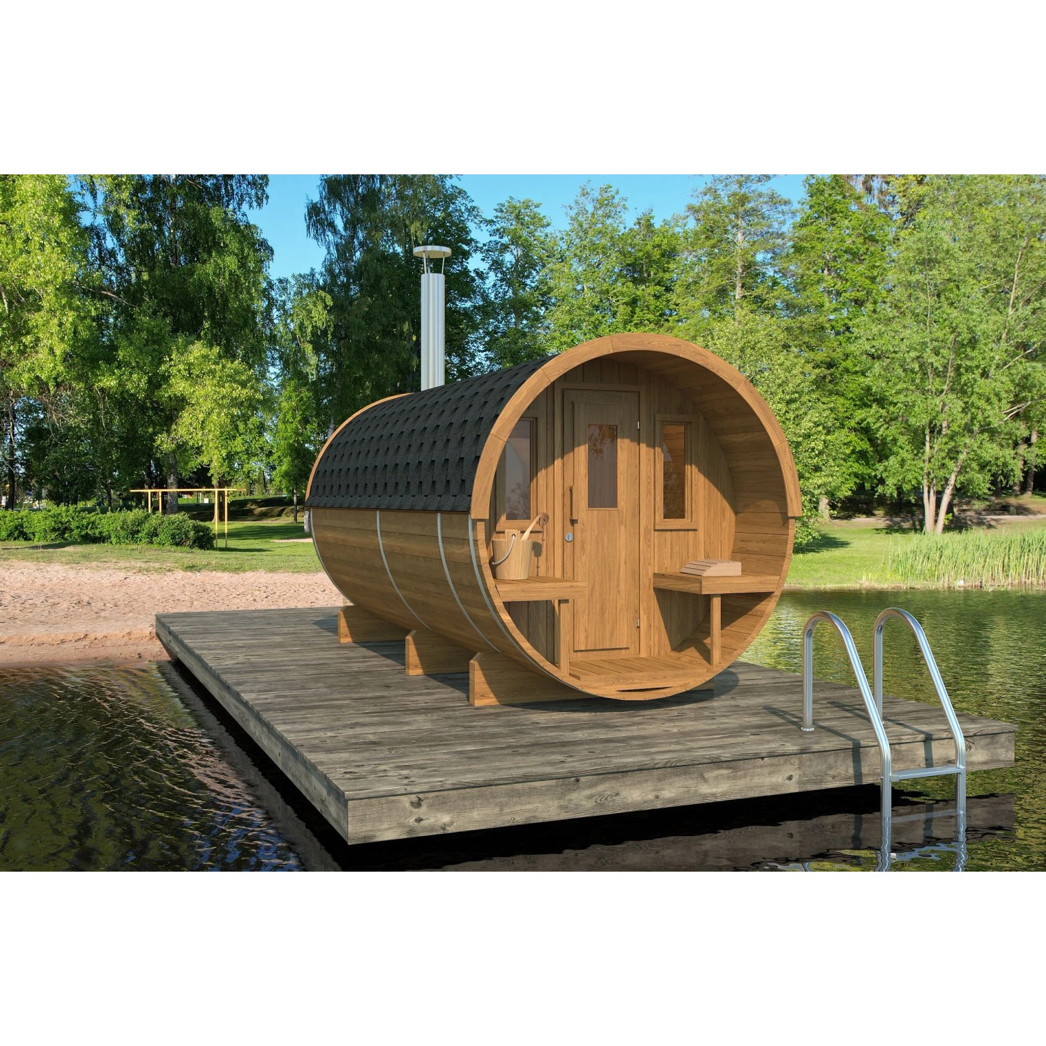 Fjordholz Fass-Sauna Modell 400 Thermoholz
