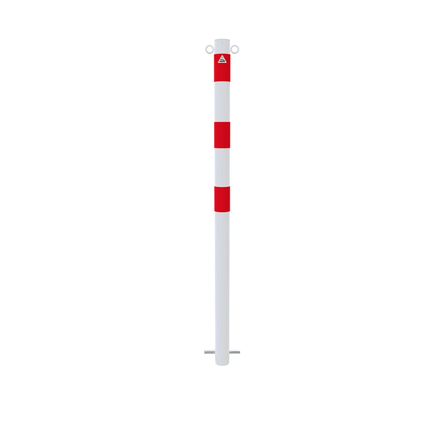 Schake Absperrpfosten, feuerverzinkt, weiß-rot, zum Einbetonieren, Ø 60 mm, mit 2 Ösen.