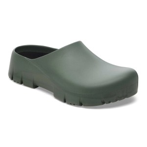 Birkenstock Super Birki 2.0 Clog in Thyme Green aus PU. Robuster Arbeitsschuh mit rutschhemmender Sohle.