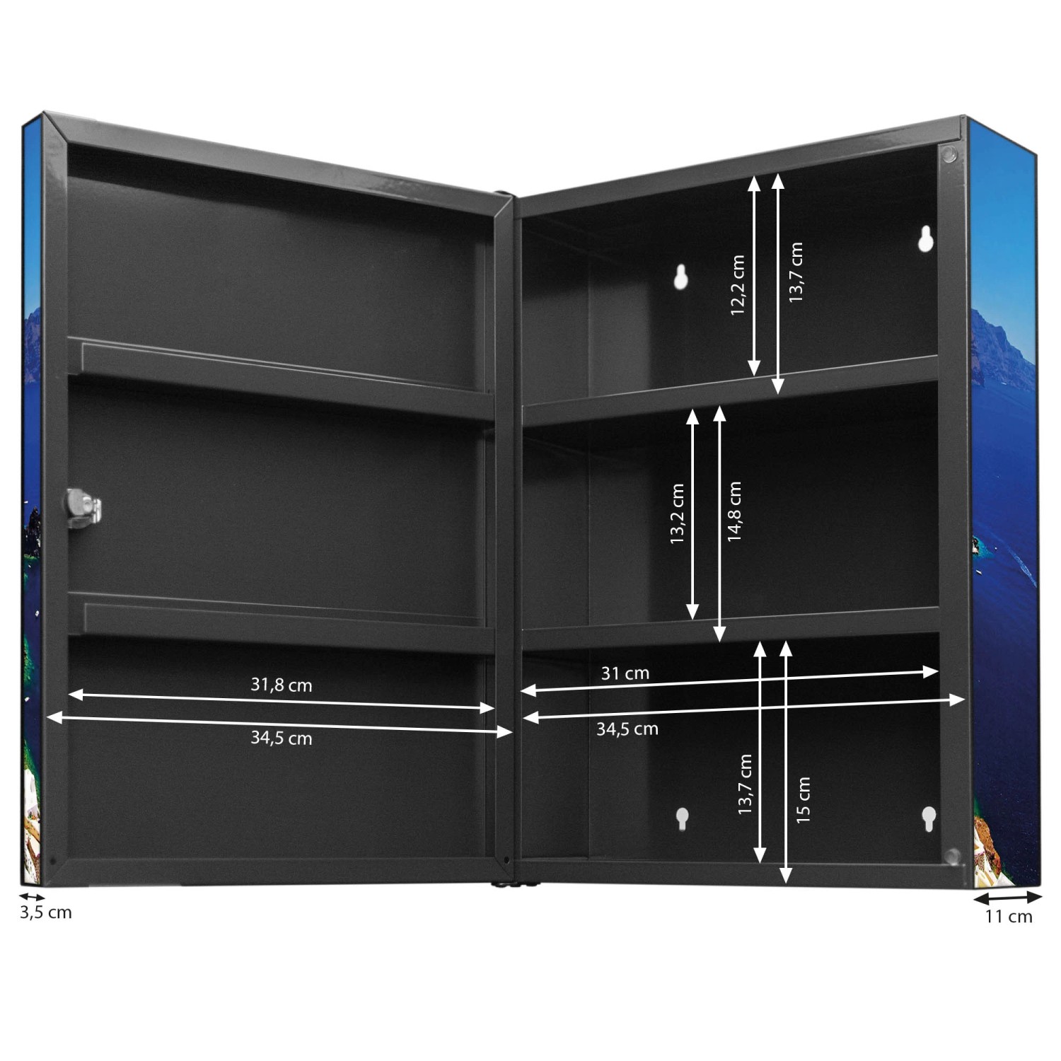 Banjado XXL Medizinschrank Abschliessbar 35x46x15cm Arzneischrank Anthrazit günstig online kaufen