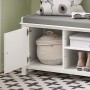 SoBuy Sitzbank Garderobenbank mit Sitzkissen Weiß Holzwerkstoff FSR35-W_7