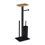 Relaxdays WC Garnitur Stahl Holz Schwarz 3in1 mit Ablage 73 cm x 25 cm x 20 cm 2,7 kg