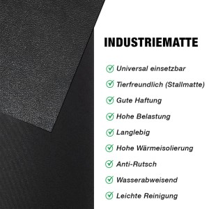 Schwarze KARAT Stallmatte, robust und wasserbeständig, für Stall und Tierhaltung.
