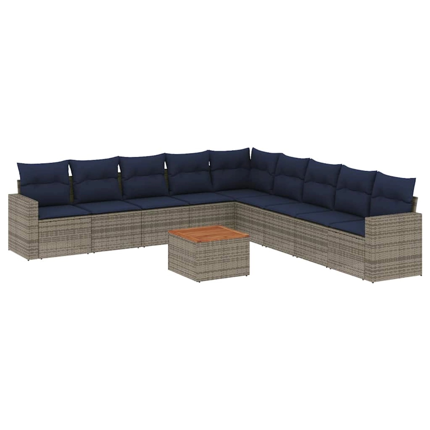 vidaXL 10-Tlg Garten-Sofagarnitur mit Kissen Grau Poly Rattan 3256502 günstig online kaufen