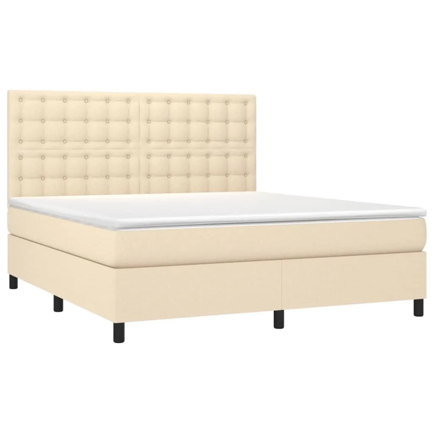 vidaXL Boxspringbett mit Matratze & LED Creme 160x200 cm Stoff 3135210 günstig online kaufen