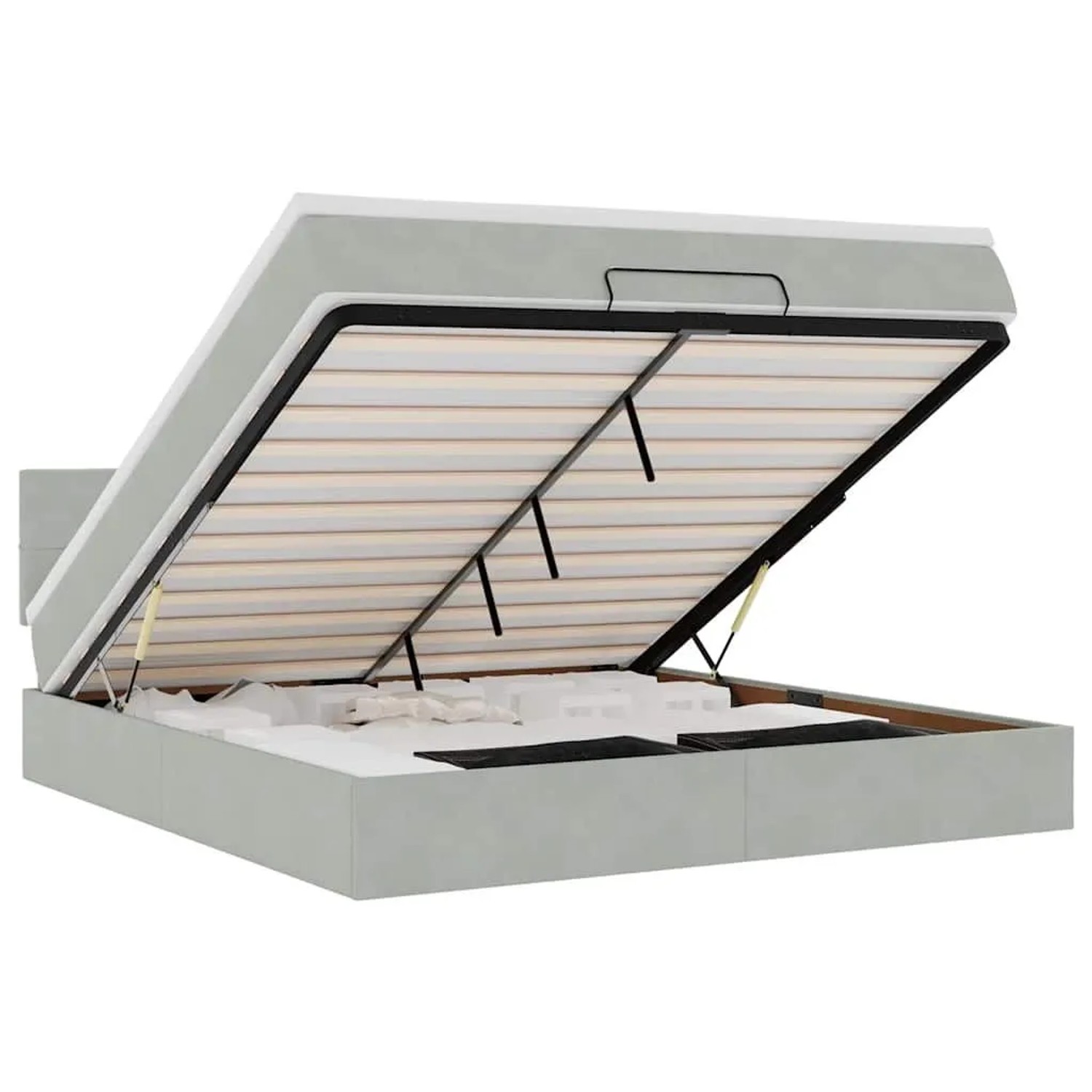 vidaXL Ottoman-Bett mit Matratze und LEDs Hellgrau 160x200 cm Samt 3312632