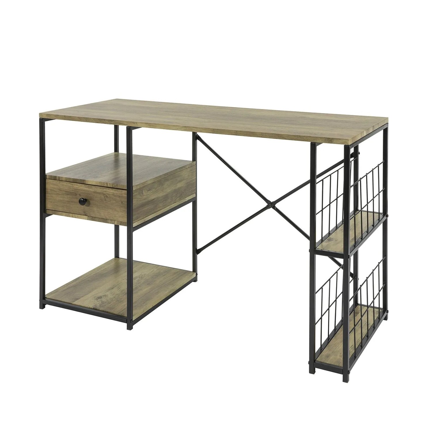 SoBuy Schreibtisch mit 4 Ablagen und Schublade Arbeitstisch Industrie-Desig günstig online kaufen