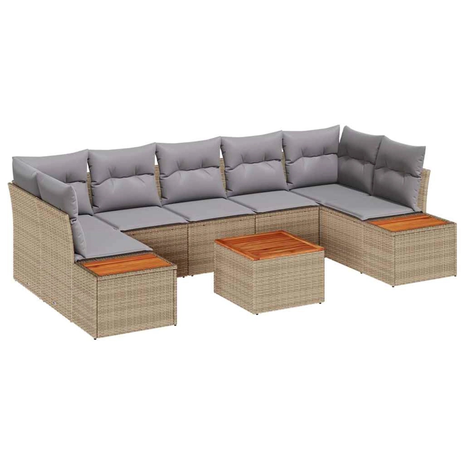 vidaXL Garten-Sofa-Set mit Kissen mit Speicher 8-Tlg Beige Poly Rattan 3356 günstig online kaufen