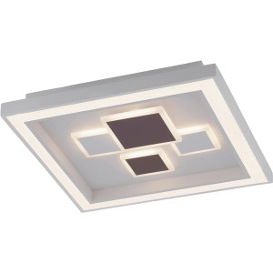 Moderne, weiße LED-Deckenleuchte Eliza (48x48 cm) mit quadratischem Design für Wohnräume.