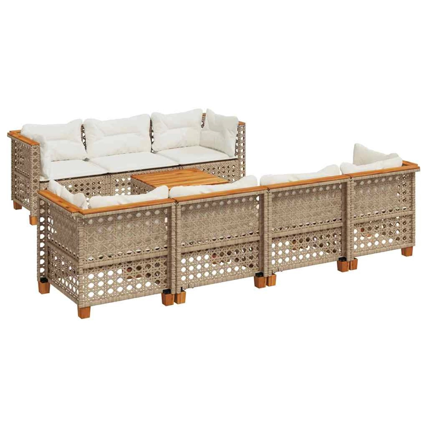 vidaXL 8-Tlg Garten-Sofagarnitur mit Kissen Beige Poly Rattan 3261754 günstig online kaufen