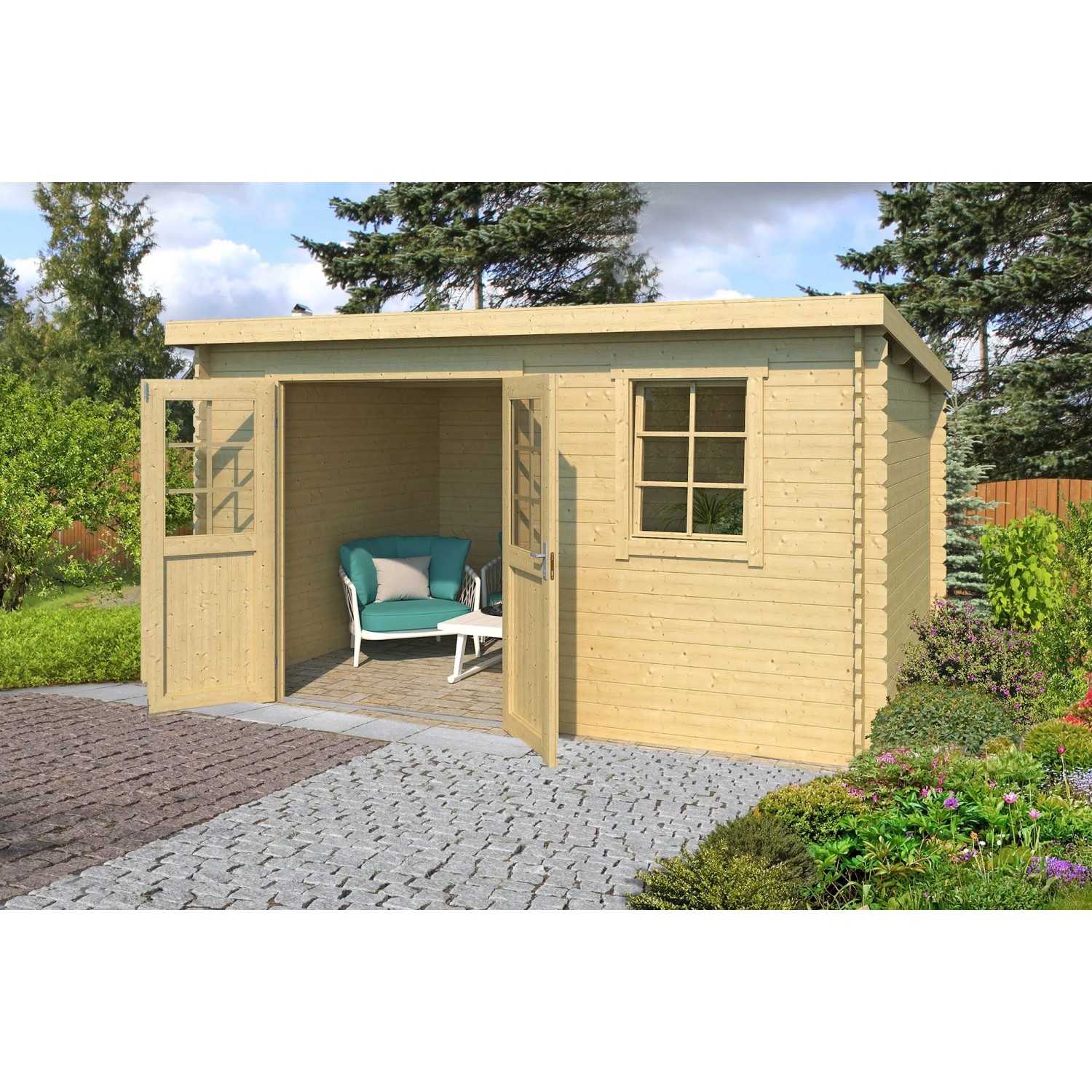 Lasita Holz-Gartenhaus Amira 230 Flachdach Unbehandelt 380 cm x 230 cm