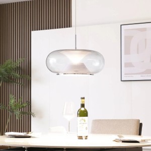 Lucande LED Pendelleuchte Orasa 10020436 Modern in Transparent aus Glas 1-flammig Wohnzimmerleuchte