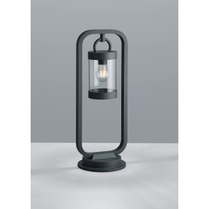 Anthrazitfarbene Trio Außenwegeleuchte Sambesi mit klarem Zylinder und Dämmerungssensor.