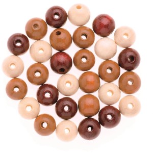 Holzperlen Ø 10mm, Braun-Mix, 47 Stück, FSC® zertifiziert für Schmuckbasteln.