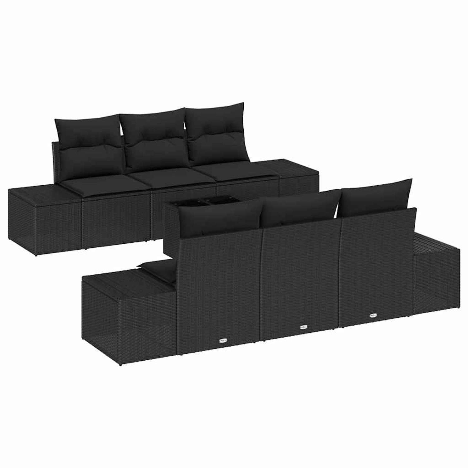 vidaXL Garten-Sofa-Set 7-Tlg Schwarz Poly Rattan 3346953 günstig online kaufen