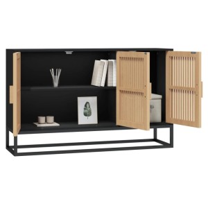 Schwarzes vidaXL Sideboard (105x30x65 cm) mit Holzwerkstoff und offenen Türen. Stauraum für Wohnraum.