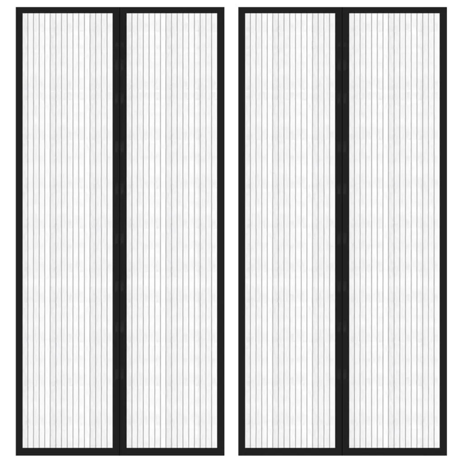 vidaXL Fliegengitter-Türvorhänge 2 Stk Magnet Schwarz 210x90 cm 314686