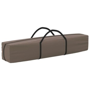 Verpacktes, faltbares Partyzelt in Taupe von vidaXL, mit Tragegriffen für einfachen Transport.