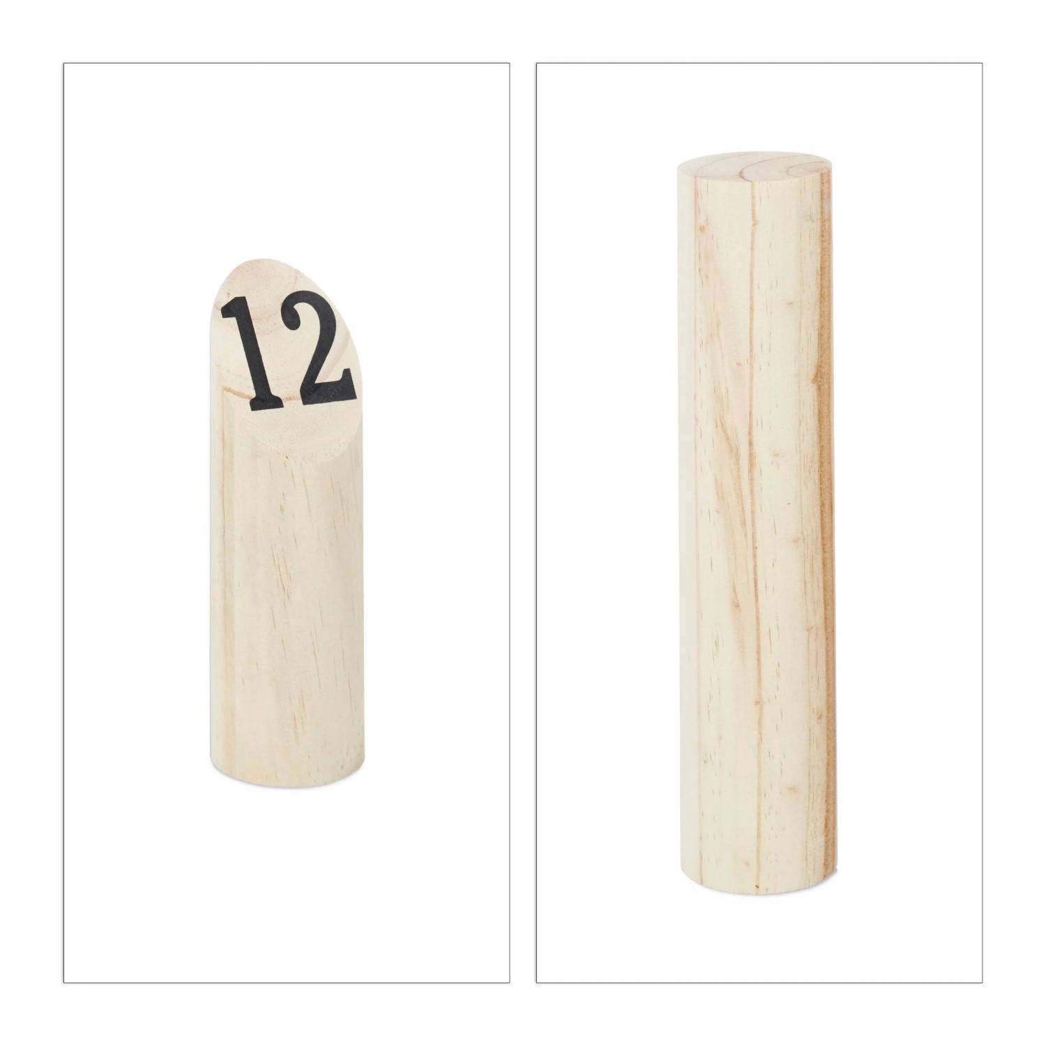 Relaxdays Kubb Wikingerspiel Kiefernholz Natur 13-teilig Mit Tasche 22,5 cm x 5 cm 200 g