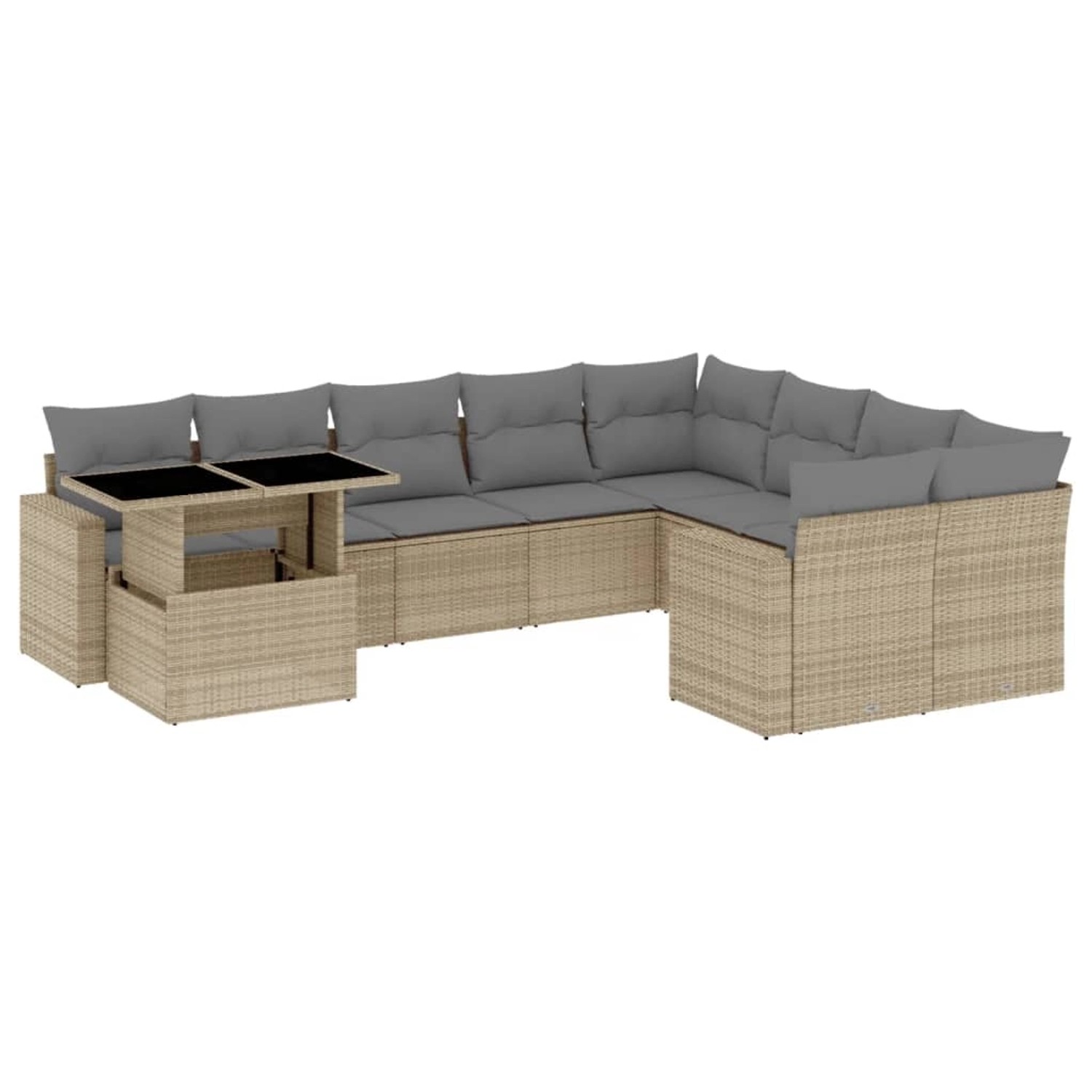 vidaXL 10-tlg Garten-Sofagarnitur mit Kissen Beige Poly Rattan Modell 219 günstig online kaufen