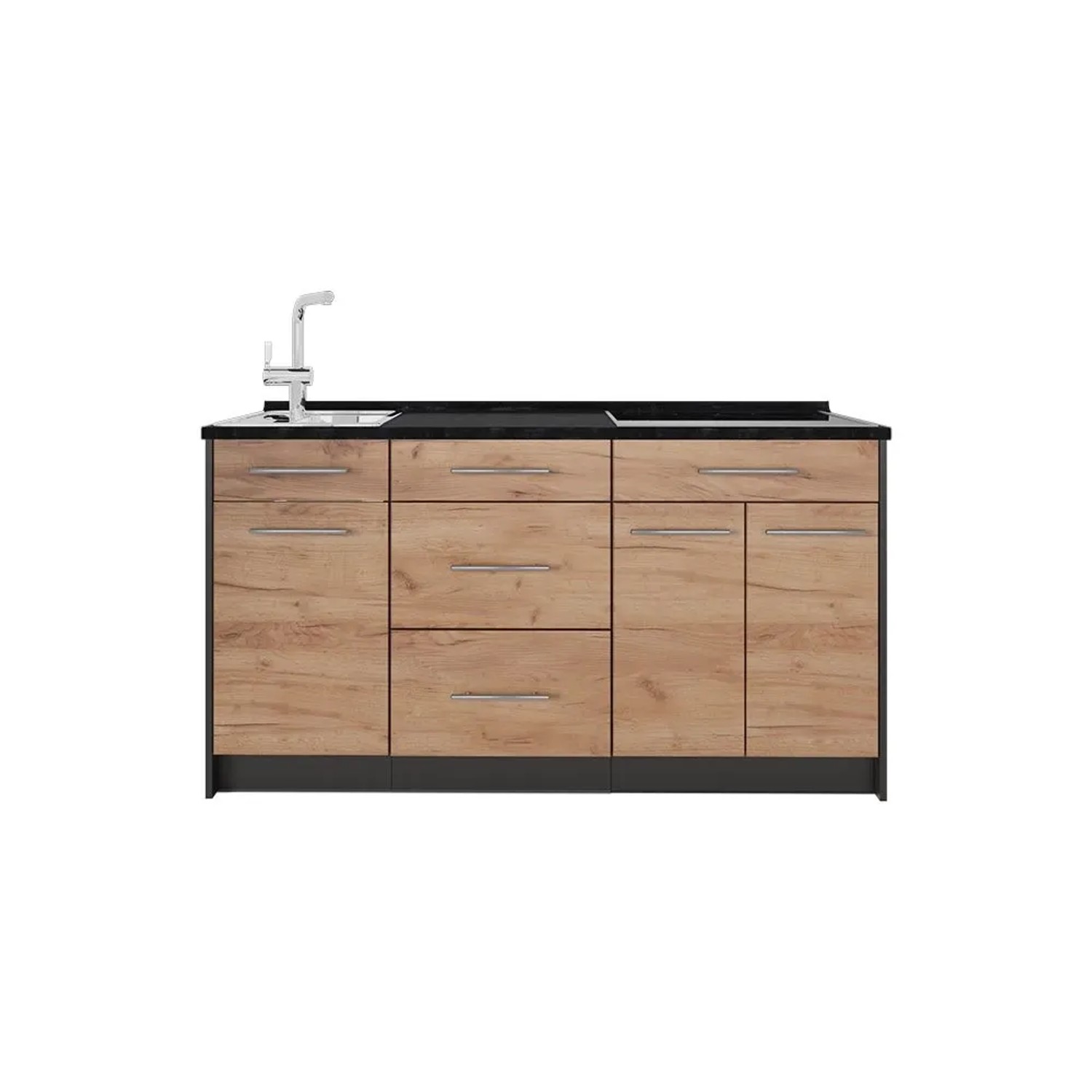 Vicco Küchenblock Fame-Line Goldkraft Eiche/Anthrazit 150 x 82 ohne Arbeitsplatte Art Nr 65386