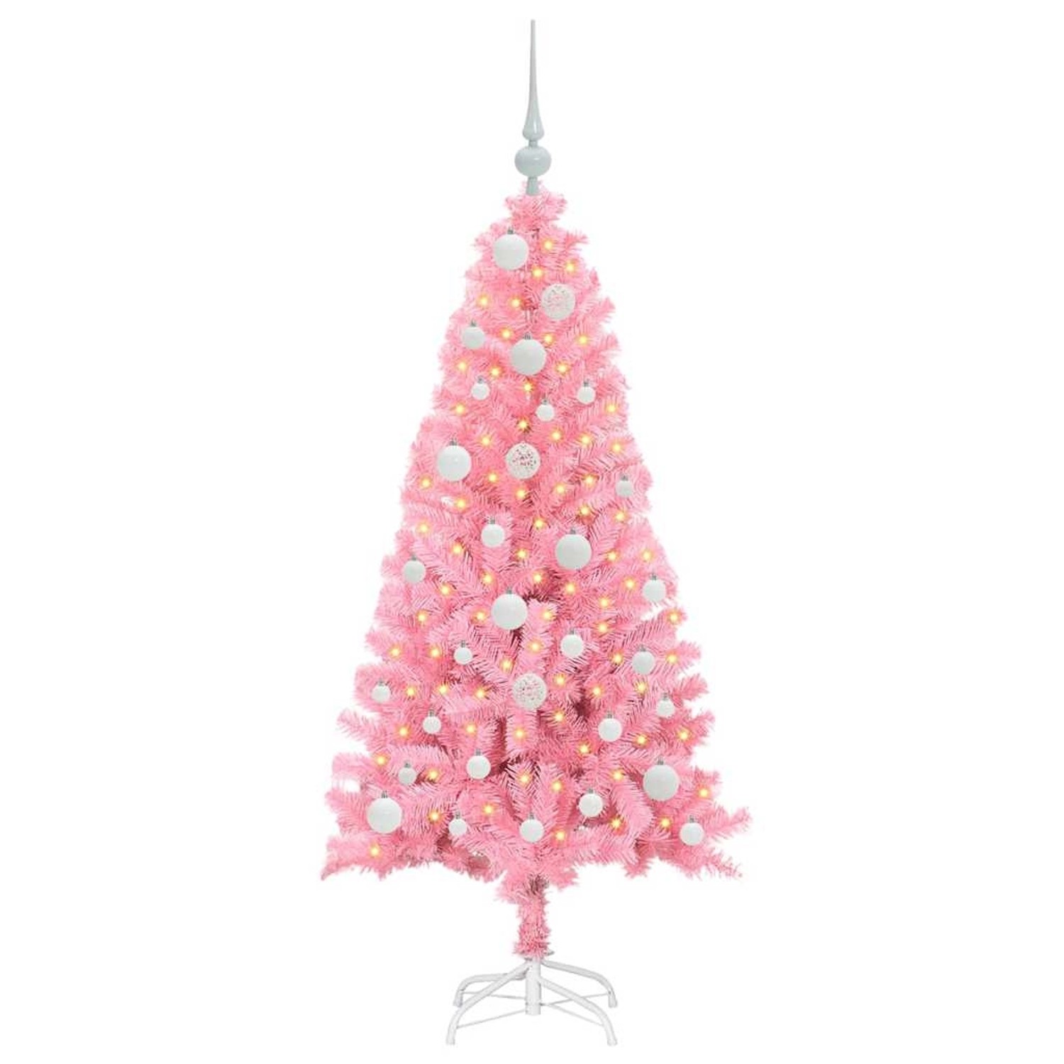 vidaXL Weihnachtsbaum mit 150 LEDs mit Ständer Rosa 120 cm PVC 3396410