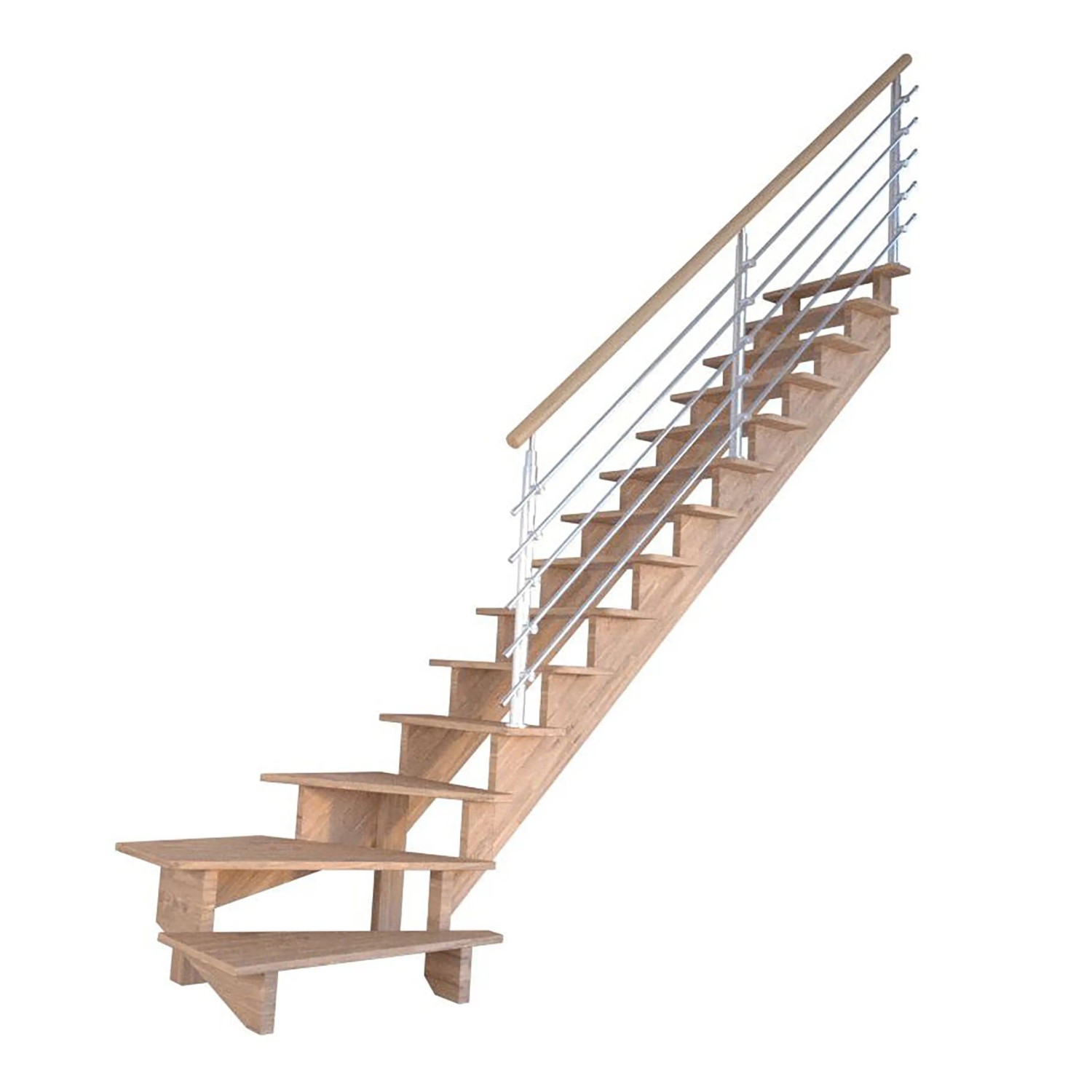 Treppe Lindos Eiche Gewendelt R 80 cm Design-Geländer-Edelstahl FSC® günstig online kaufen