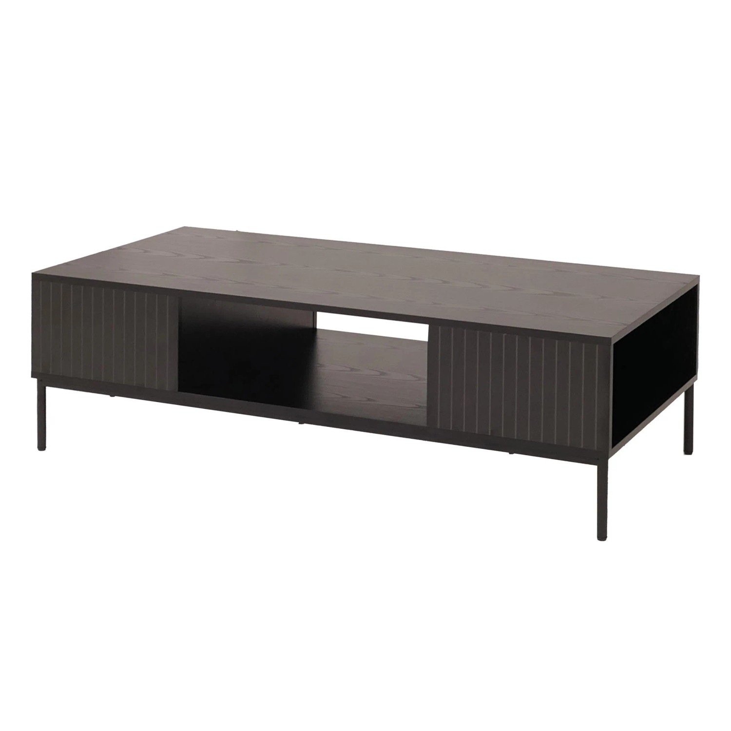 MCW Couchtisch O39 Ablage Melamin MDF 39x120x60cm Holzoptik Schwarz