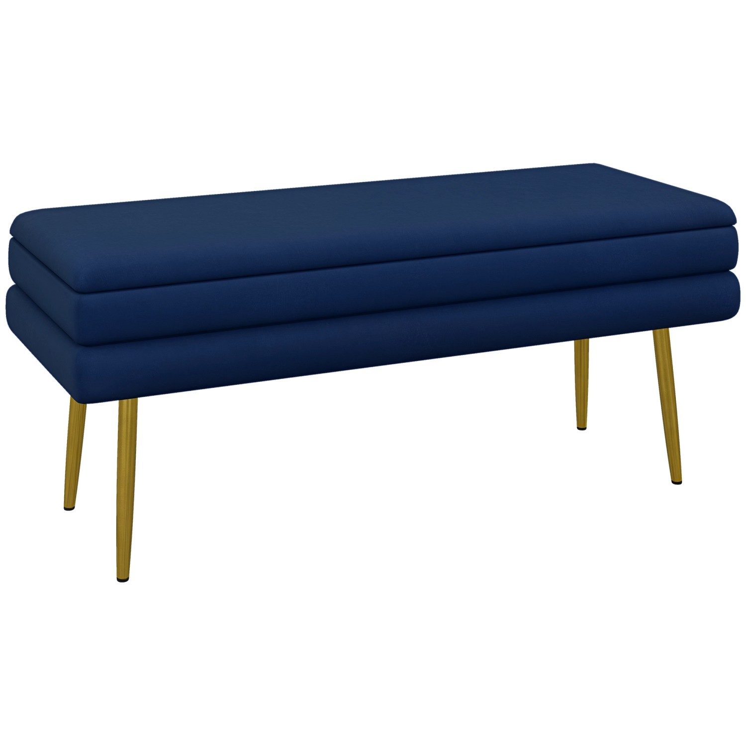 HOMCOM Sitzbank Polsterbank Stauraum Samtoptik Bettbank Blau 100 x 37 x 42 cm