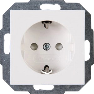 Kopp Steckdose Athenis reinweiß, 1-fach mit erhöhtem Berührungsschutz.