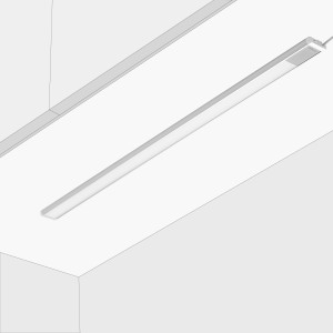 Flache, silberne Oktaplex LED Unterbauleuchte (90cm) für Küche mit warmweißem Licht.