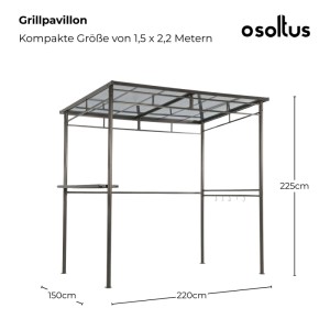 osoltus Grillpavillon Gas Grill Unterstand Dach Grill-Ecke BBQ 1,5 x 2,2 m