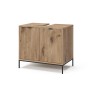 Vicco Waschtischunterschrank Eliza, Viking Oak, 70 cm breit, mit 2 Türen und schwarzen Metallfüßen.