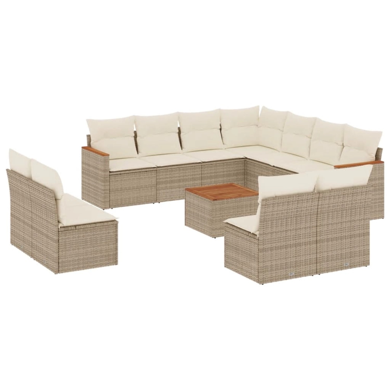vidaXL 12-Tlg Garten-Sofagarnitur mit Kissen Beige Poly Rattan 3258495 günstig online kaufen